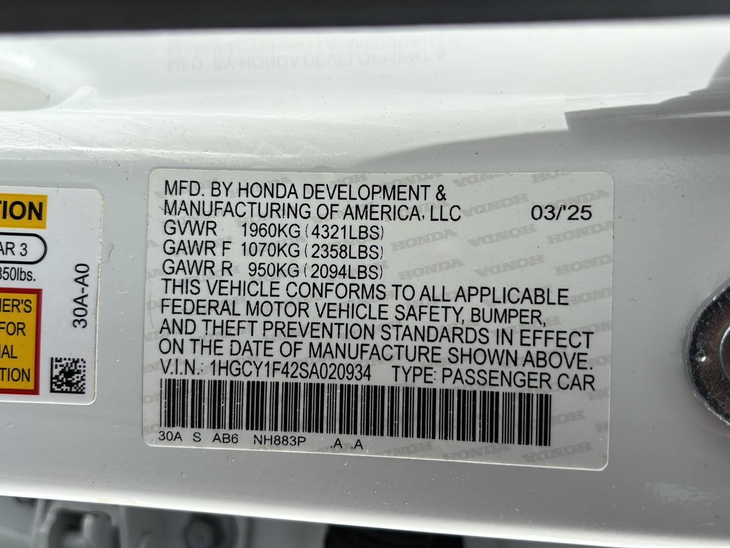 2025 Honda Accord Sedan SE