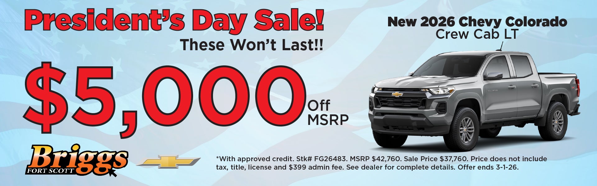 New 2026 Chevy Colorado Crew Cab LT